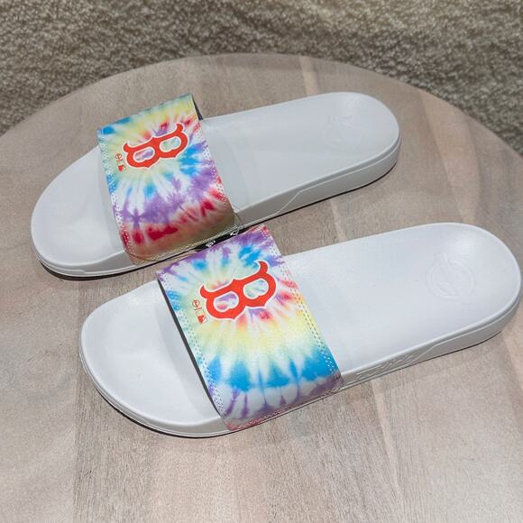 Boston Red Sox ISlide Team Rainbow Tie-Dye Motto Slide Sandals Size 11 12 New - Picture 5 of 13